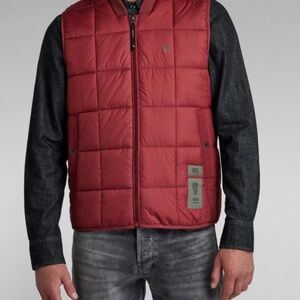 G-Star RAW Men's Red Meefic Square Quilted Puffer Vest Size XXL